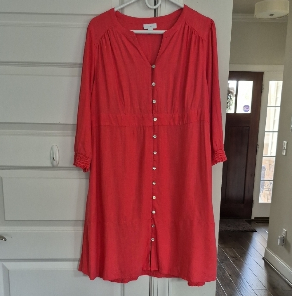 J. Jill Vibrant Coral Button-Down Shirt